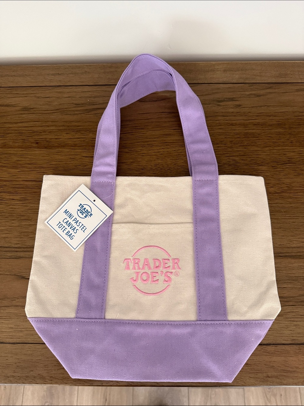 Trader Joe’s Lilac and Cream Canvas Tote Bag